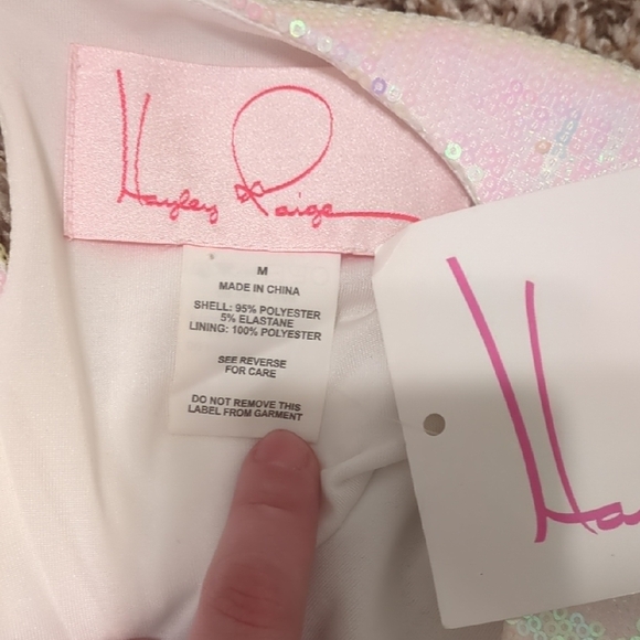 Hayley Paige Occasions pink hologram sequin Wedding Day Vibes mini t shirt dress - Picture 11 of 13